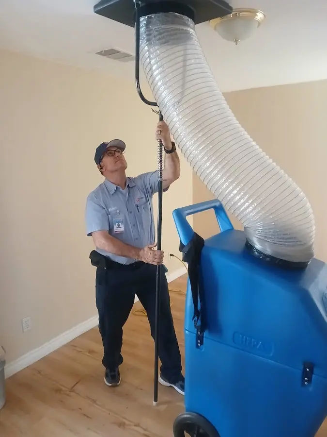 Mini Split Installation technician using HEPA equipment in San Jose